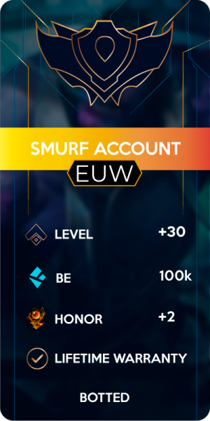 Europe West Smurf Account with 100k BE for League of Legends