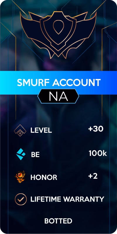 100K BE – BLUE ESSENCE UNRANKED SMURF NA