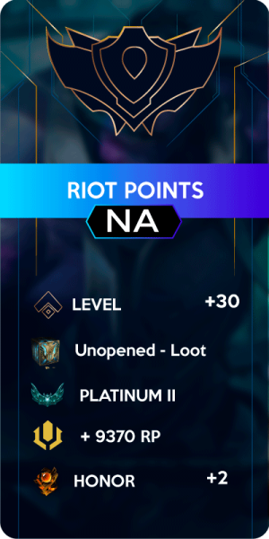 NA Handleveled LoL Account with 9370 RP - Platinum II